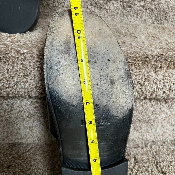 Prada Men's Black/Blue Trim Leather Open Toe Slip On Slides Sandals. - Picture 8 of 16